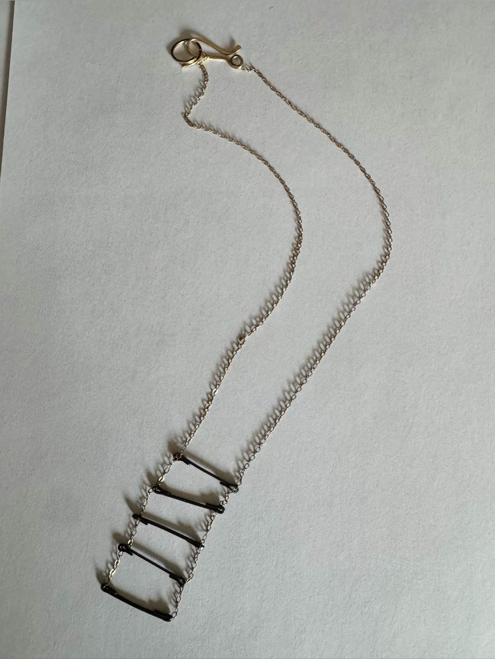 Delicate mixed metal Bar Ladder Necklace